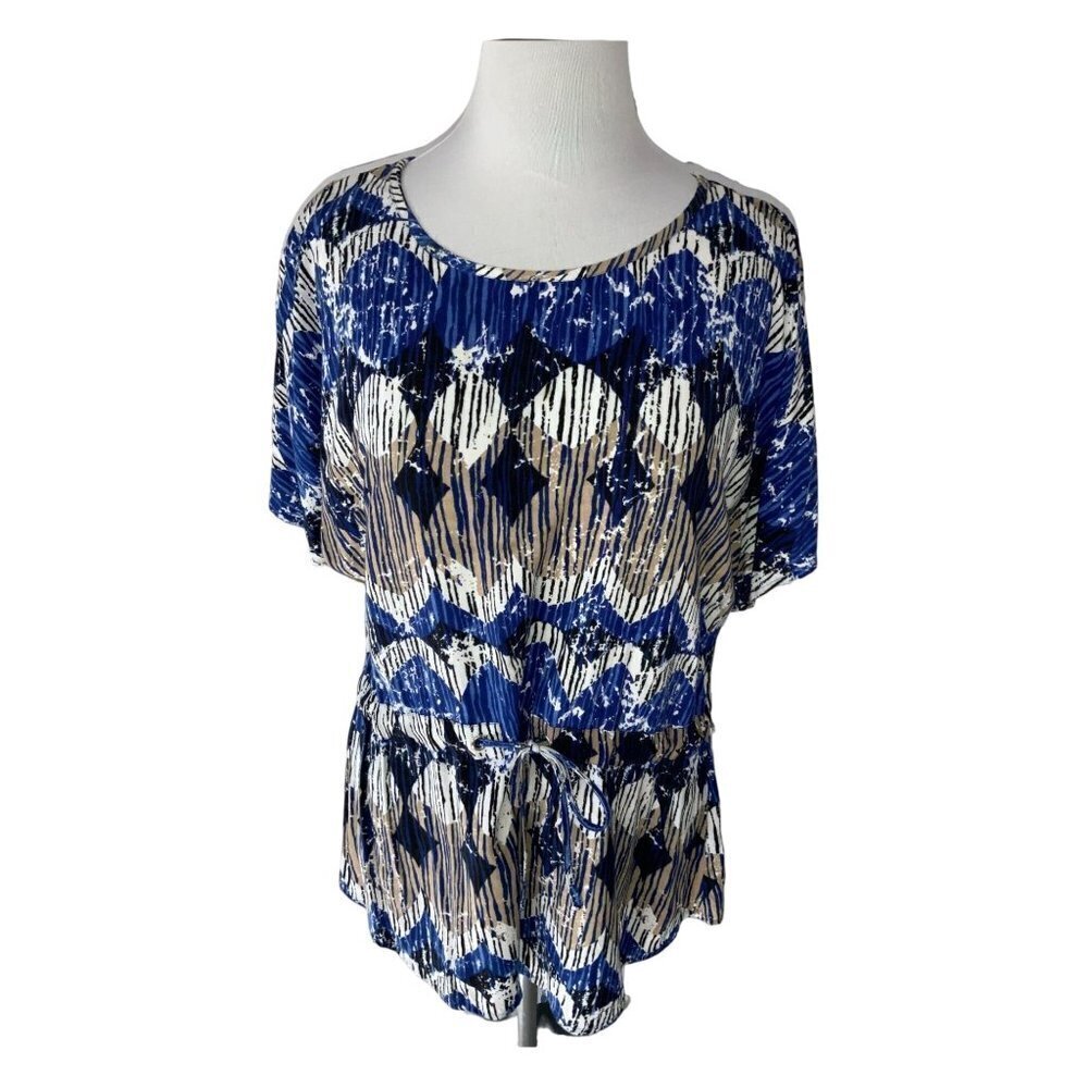 New Directions blue weekend collection drawstring oversized pullover top small